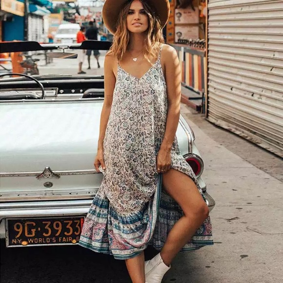 SOLD OUT Gabriella Boho Floral Maxi Tank Summer Dress - Picture 2 of 10